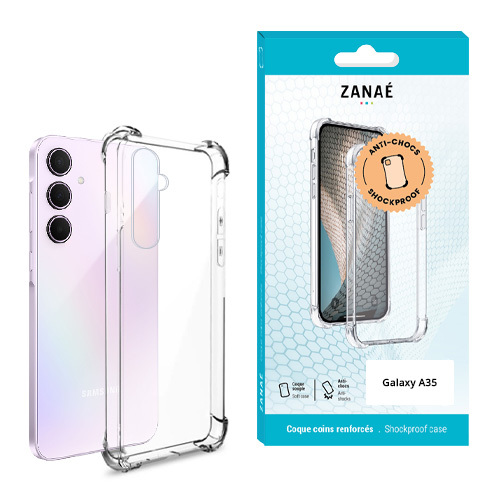 Coque Silicone transparent avec coins renforcés pour Galaxy A35, Transparent