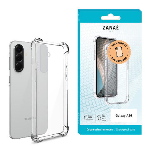 Coque Silicone transparent avec coins renforcés pour Galaxy A56, Transparent