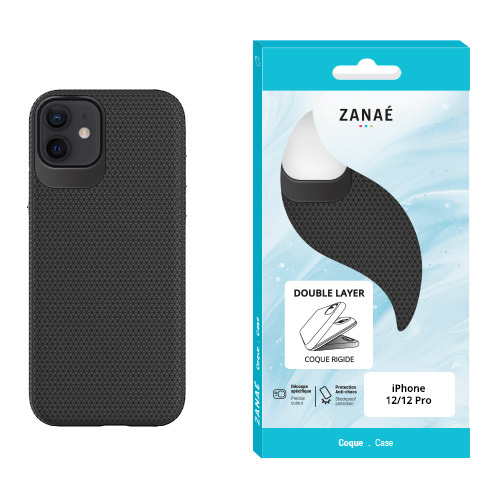 Coque double couche pour Apple iPhone 12 / 12 Pro, Noir