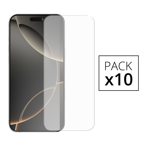 Pack de 10 Verres trempés pour iPhone 18 Pro /17 Pro / 17 / 16 Pro, Transparent