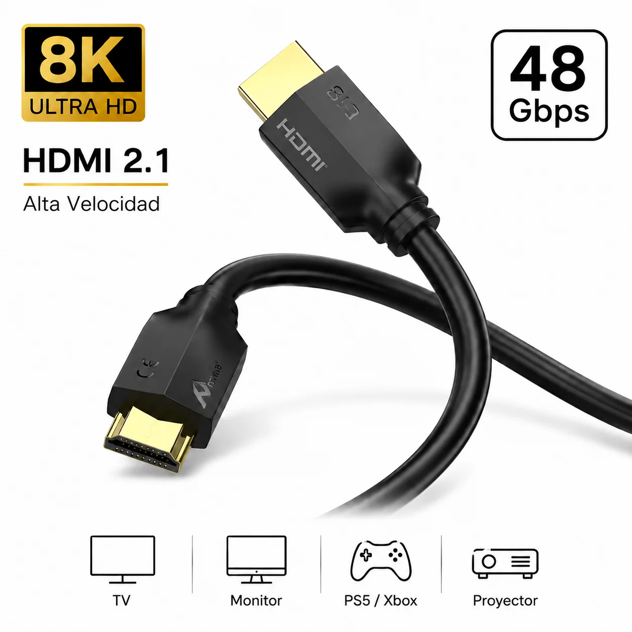 Câble HDMI 2.1 8K / 4K 120 Hz – 2 m, compatible PS5 et Xbox
