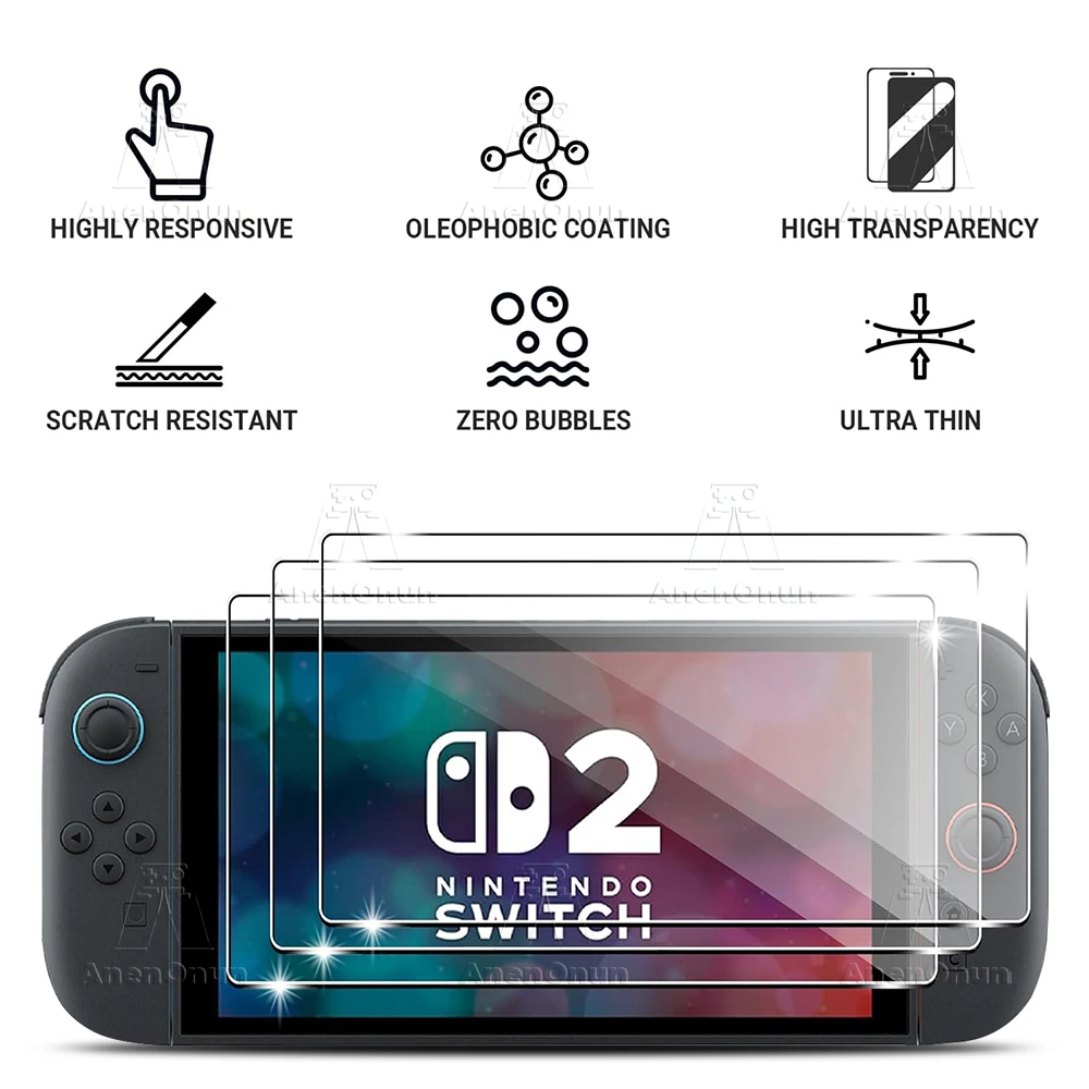Verre trempé 9H pour Switch 2 – protection d&rsquo;écran HD