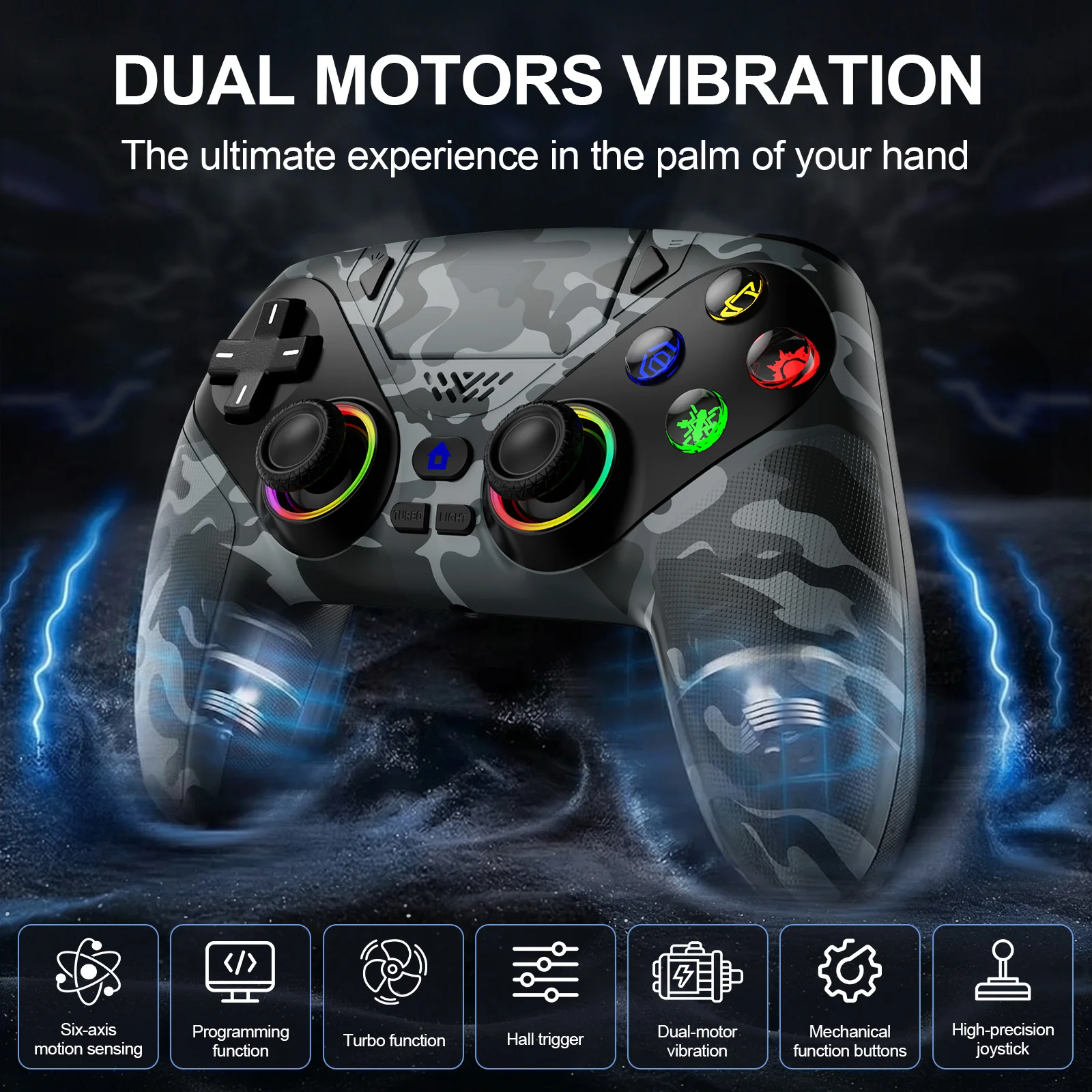 Manette Sans Fil RGB Hall Effect pour PS5 / PS5 Pro / Slim / PC